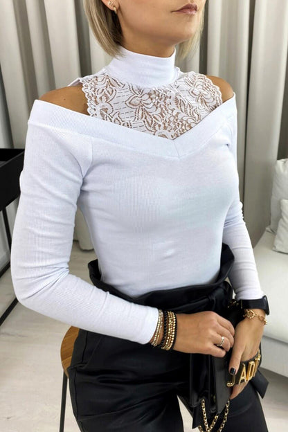 Elegant Solid Lace Turtleneck Tops(4 Colors)